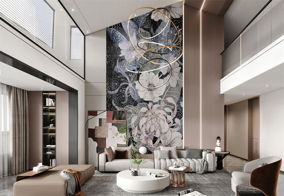 Flowers Artistic Decorative Stone Slab For Entrance Hall Impact Resistance