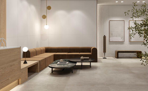 Light Luxury Indoor Tiles For Floor Cream Yellow Tiles 900mmx1800mm Bleed Proof