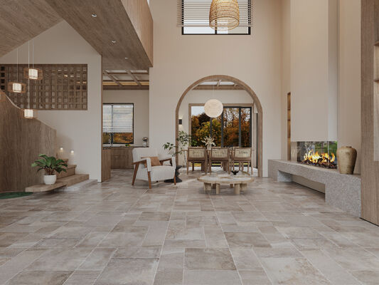 Stylish Design Interior Limestone Flooring Impact Resistant Moisture Proof