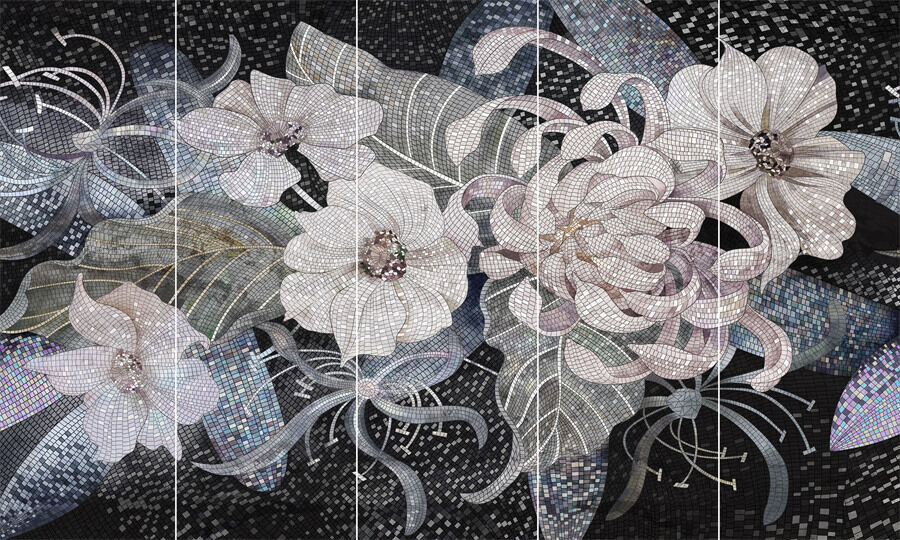 Flowers Artistic Decorative Stone Slab For Entrance Hall Impact Resistance