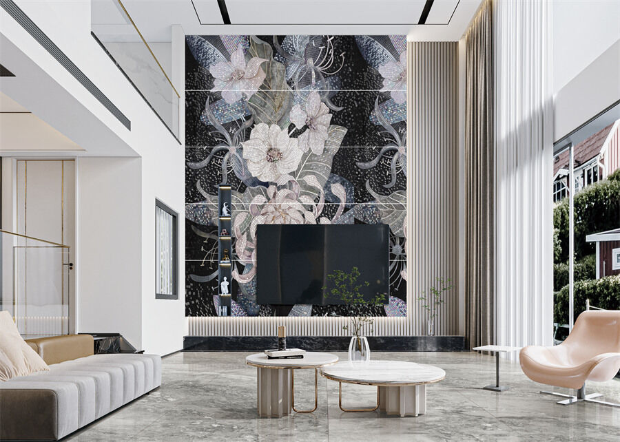 Flowers Artistic Decorative Stone Slab For Entrance Hall Impact Resistance