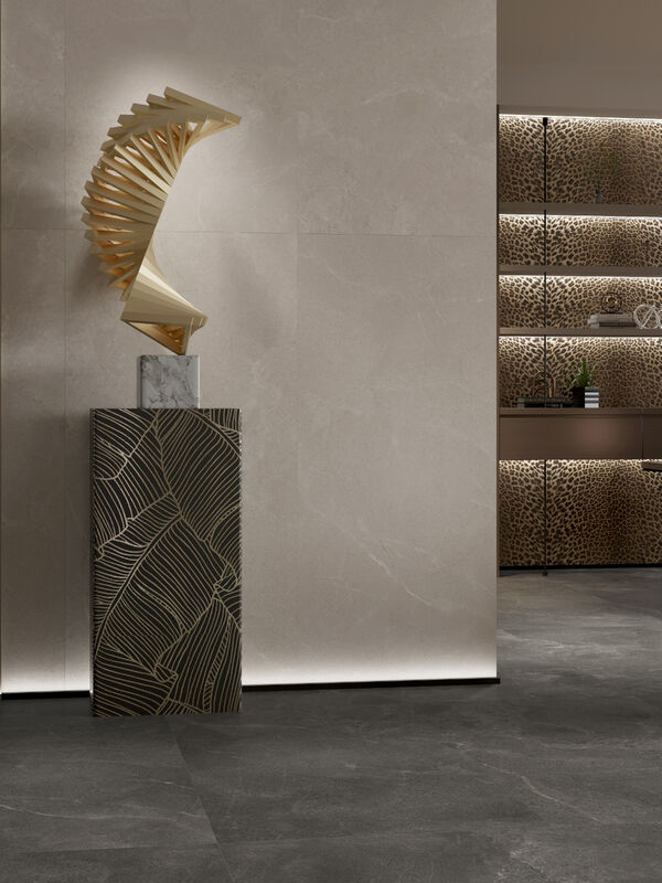 Stylish Grey Coffee Living Room Floor Tiles Moisture Proof Customization