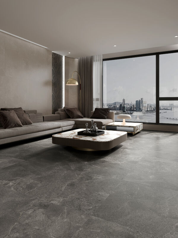 Stylish Grey Coffee Living Room Floor Tiles Moisture Proof Customization