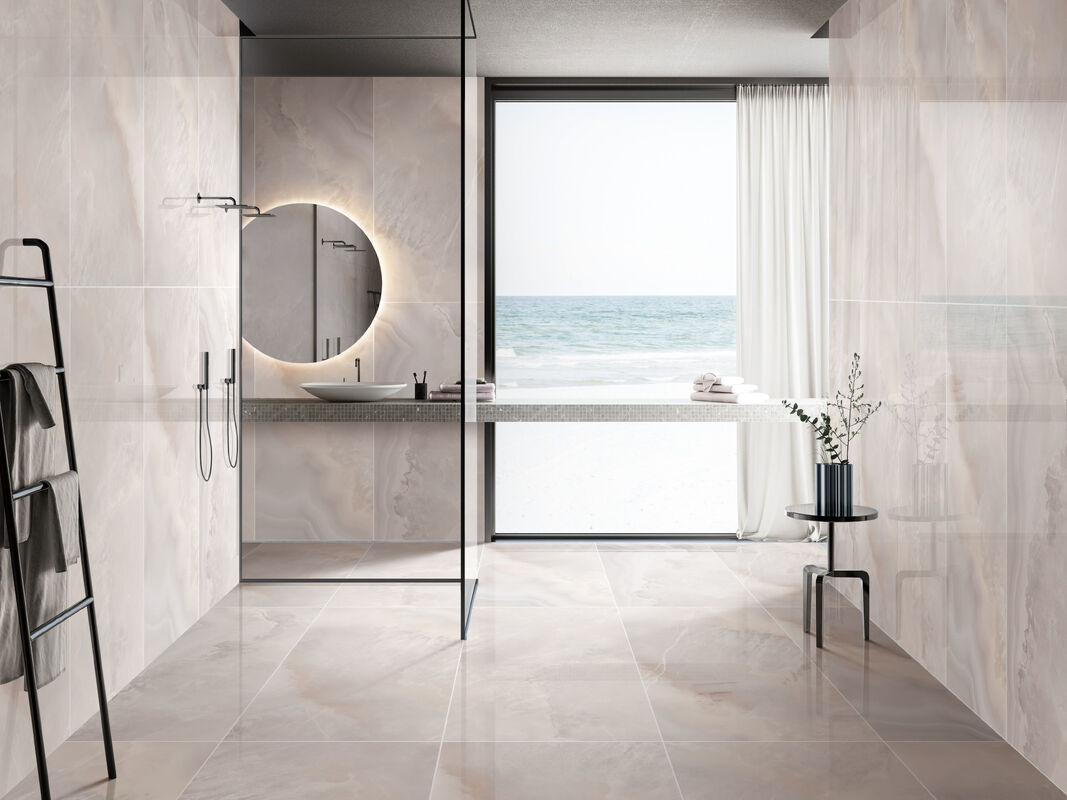 Iranian Agate Porcelain Indoor Tiles Stain Resistance Easy Cleaning For Bathroom