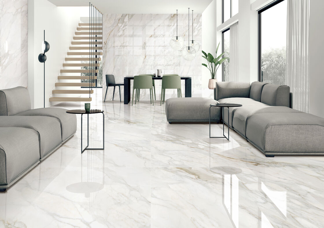 Super White Texture Non Slip Indoor Tiles Soft Light Fish Maw Gold Room Floor Tiles