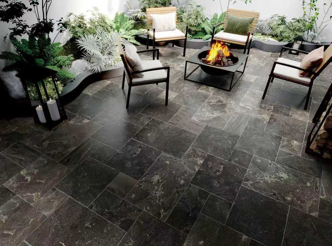 Black Gold Brick Limestone Garden Tiles Easy Cleaning And Maintenance Customizable