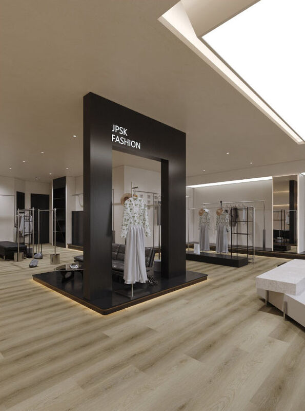 Light Grey Spc Tiles Flooring Mildew Proof Spc Tile Flooring Easy Cleaning