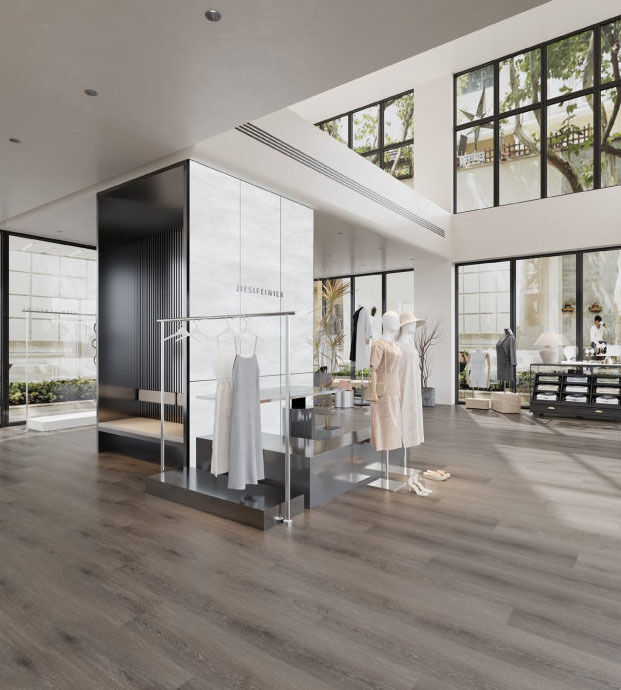 Dark Brown Spc Vinyl Flooring Milos Oak Stylish Design For Living Room