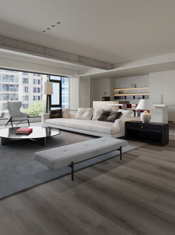 Dark Brown Spc Vinyl Flooring Milos Oak Stylish Design For Living Room