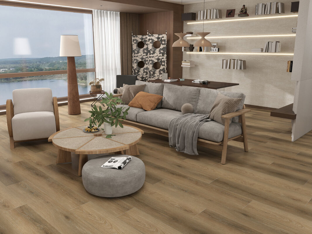 Oak Golden Luxury Spc Flooring Easy Maintenance Spc Floor Tiles High End Decoration