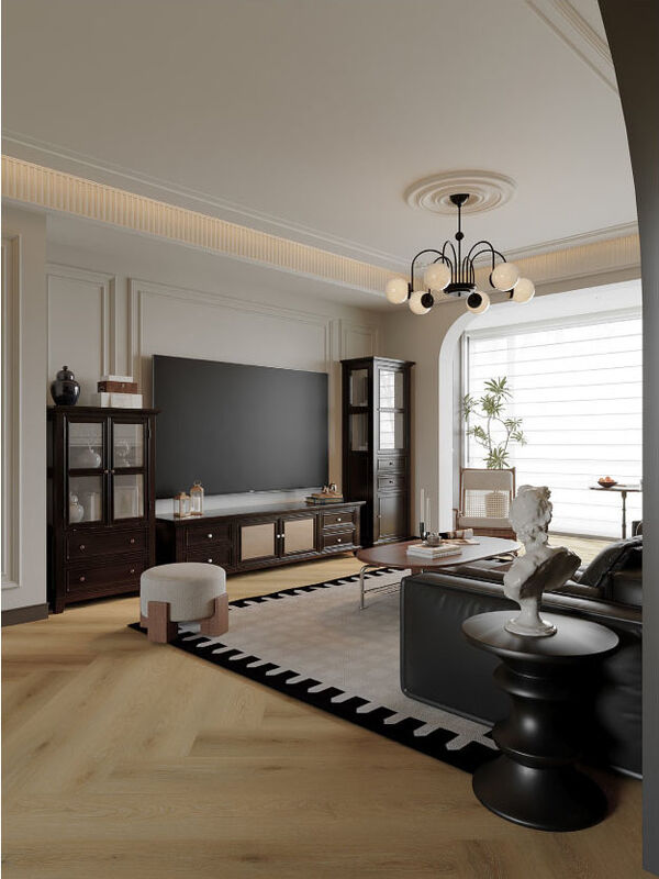 Oak Golden Luxury Spc Flooring Easy Maintenance Spc Floor Tiles High End Decoration