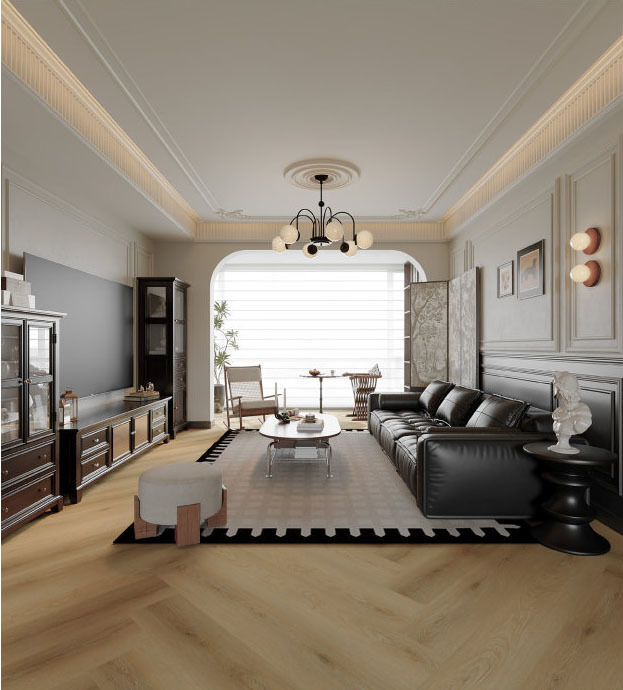 Oak Golden Luxury Spc Flooring Easy Maintenance Spc Floor Tiles High End Decoration