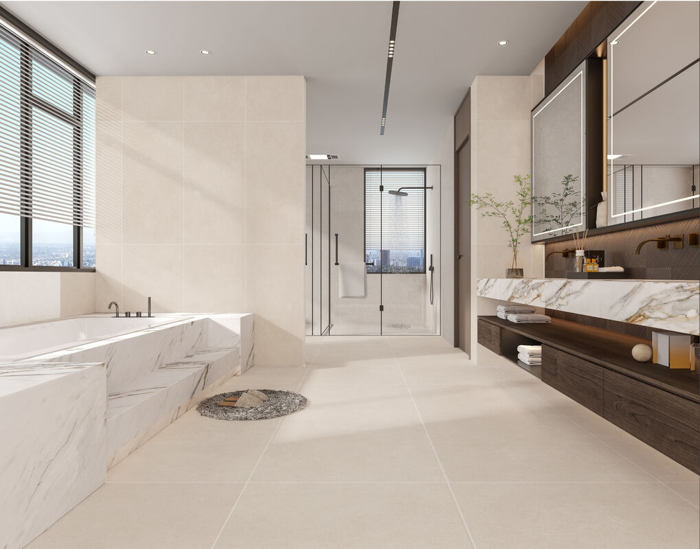 Moisture Proof Antique Floor Tiles 600*1200mm Surface Polished Beige Customize