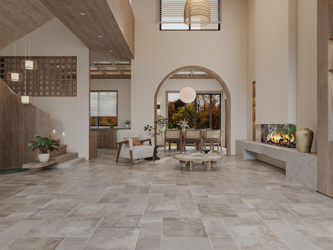 Stylish Design Interior Limestone Flooring Impact Resistant Moisture Proof