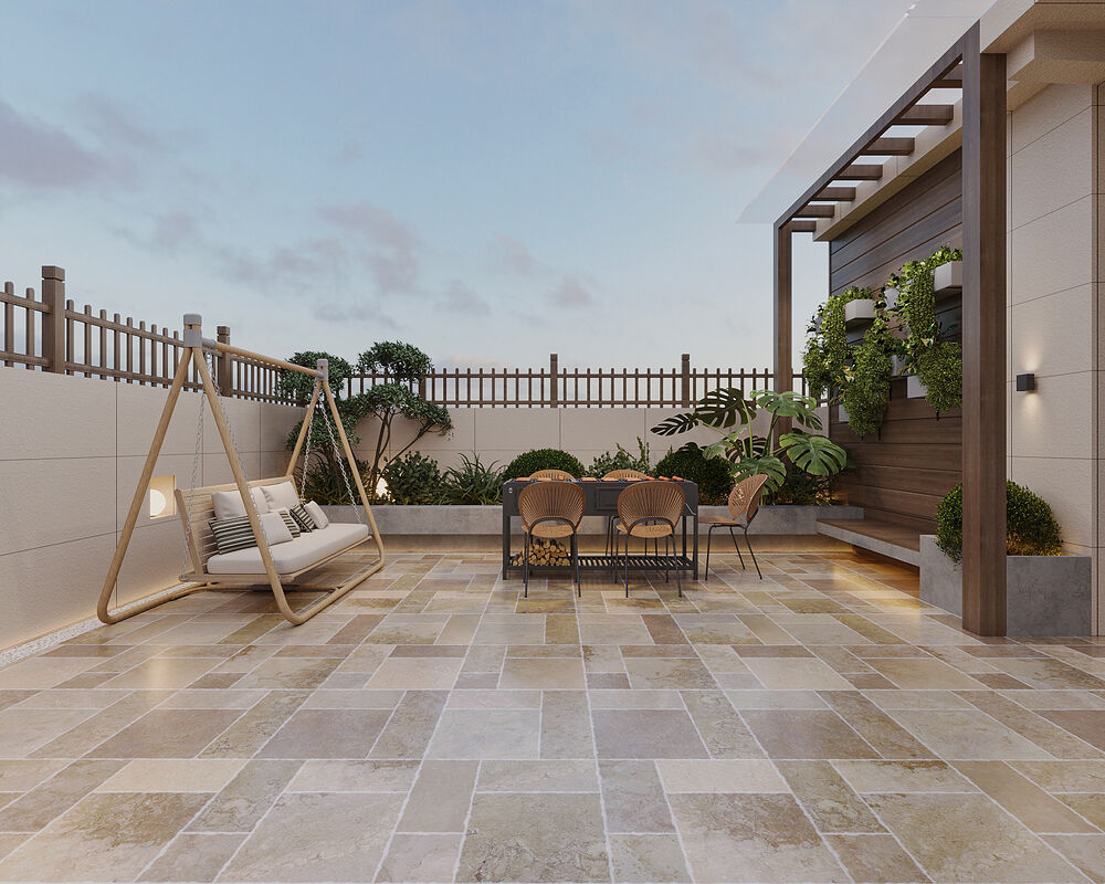 Beige Lime Stone Tiles Limestone Exterior Tiles Decoration For High End Courtyards