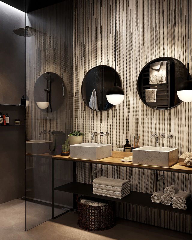 Black And White Mosaic Custom Granite Slab Background Leopard Print For Hotel