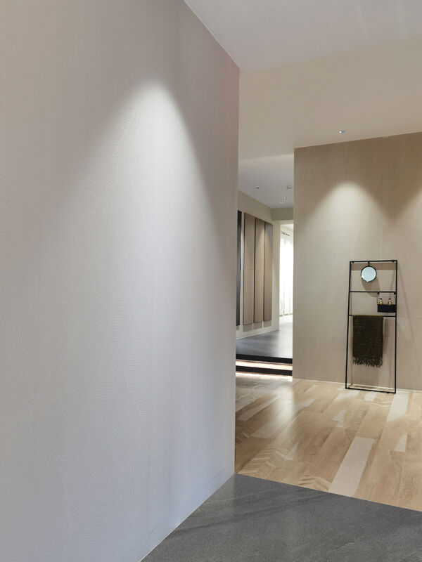 Modern TV Wall Slab Artistic Custom Stone Slab With White Banana Leaf